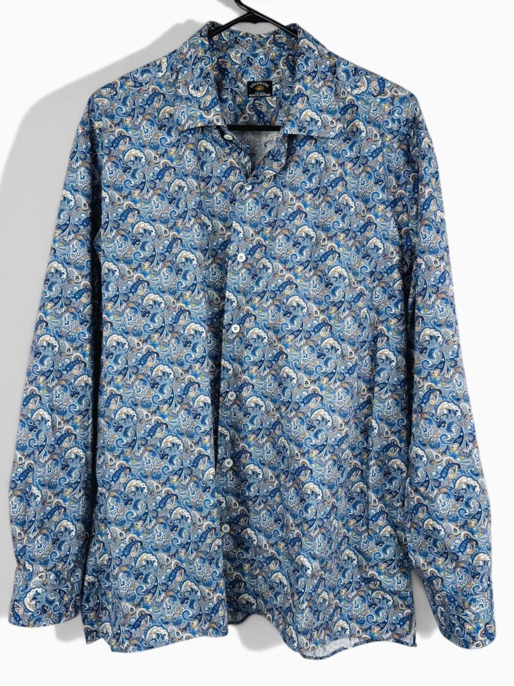 Maus & Hoffman Solemare Collection Shirt Made in Italy Blue Orange Paisley XL